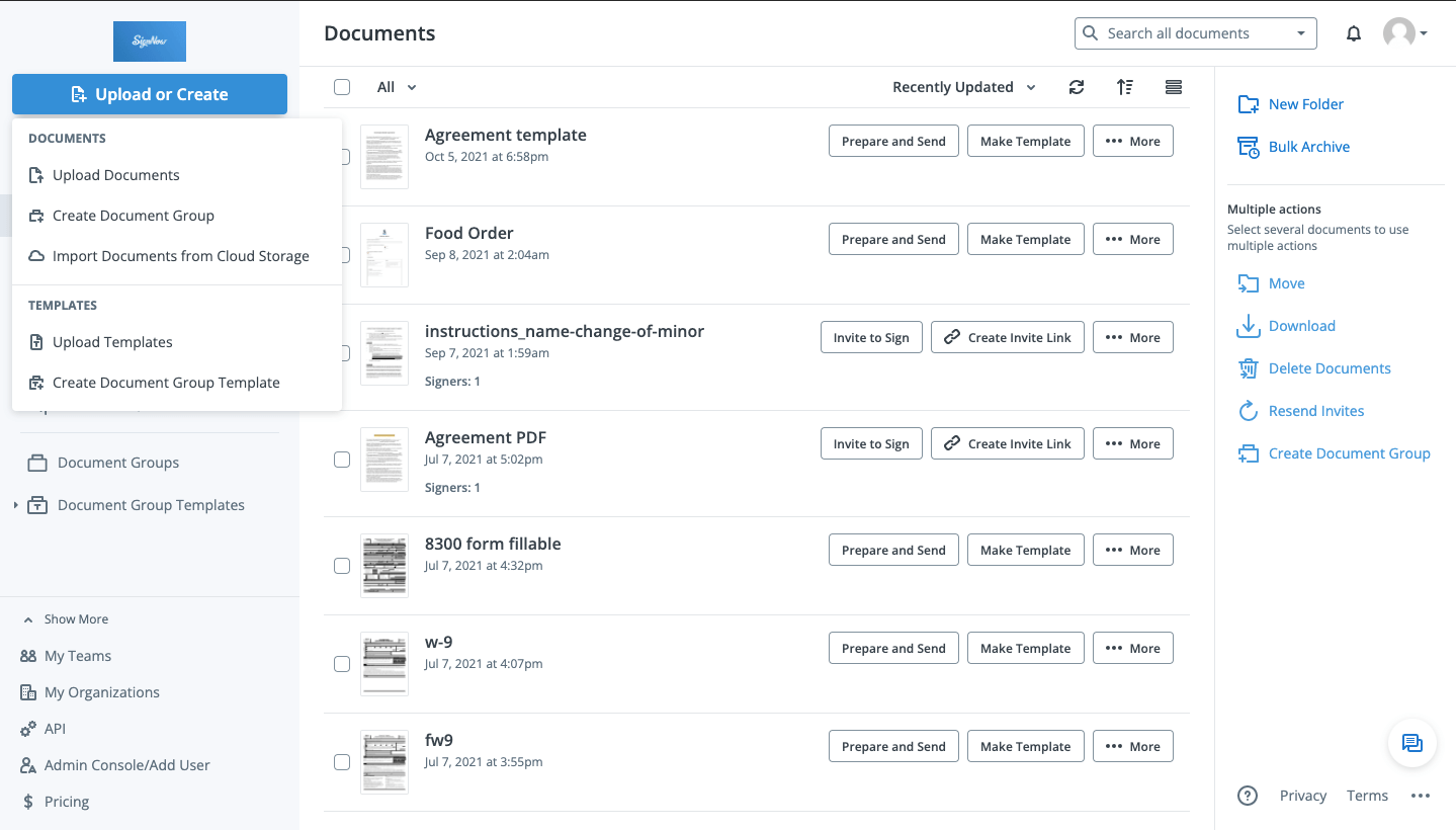 Upload a document