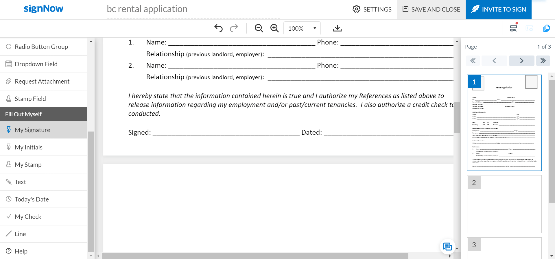 Creating an eSignature