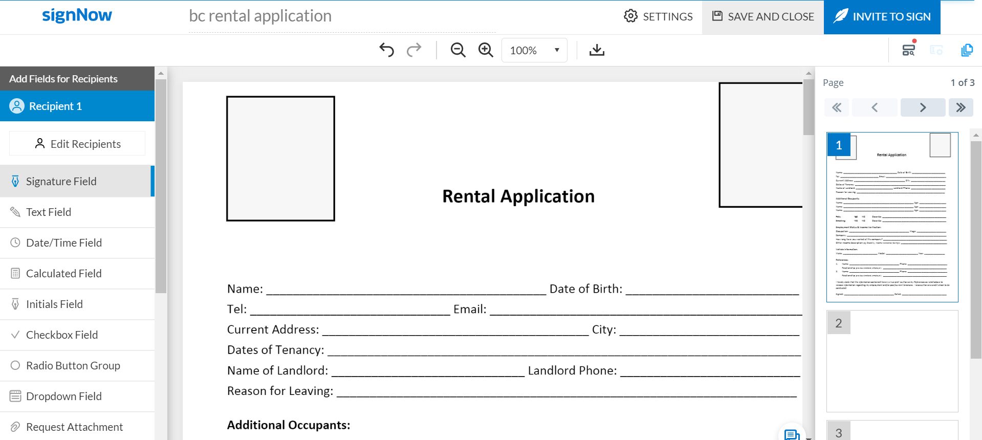 Turn documents into web forms to collect eSignatures