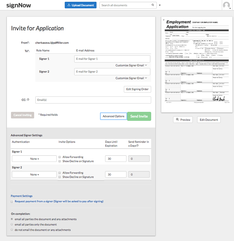 Image of how to Create Signing Invites using airSlate SignNow.