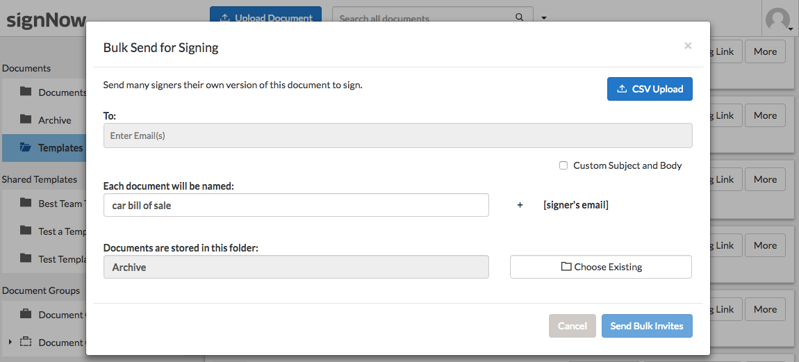 Image of how to Send Templates in Bulk using airSlate SignNow.